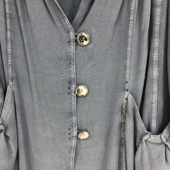 ELISA CAVALETTI Slate Blue Slouchy Jersey Buttoned Long Overcoat NWT crepe SP - Picture 10 of 16